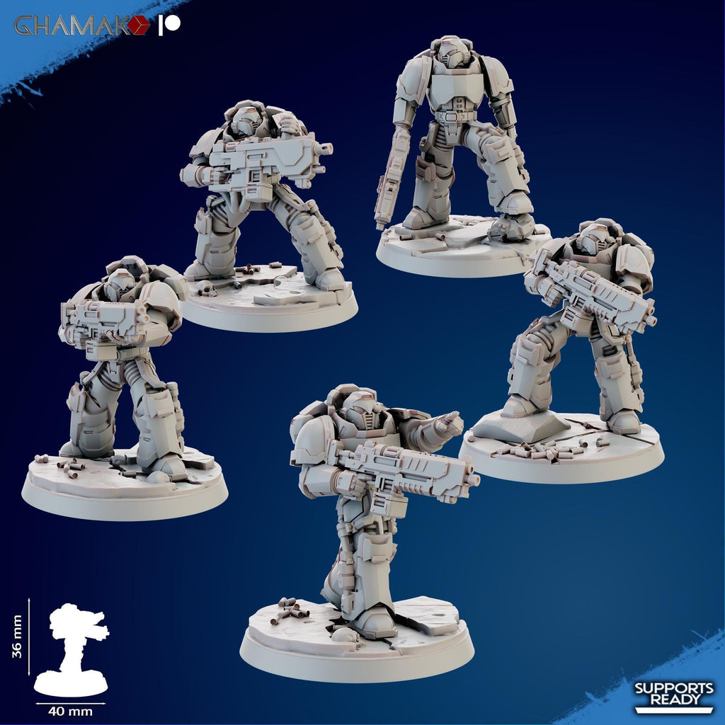 Imperator's Heavy Militum Bolter 32mm resin miniature squad by Ghamak