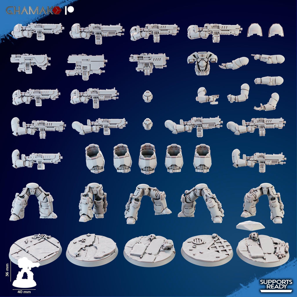 Imperator's Heavy Militum 32mm resin miniature squad bits by Ghamak