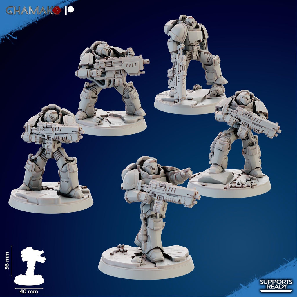 Imperator's Heavy Militum Hellstorm 32mm resin miniature squad by Ghamak