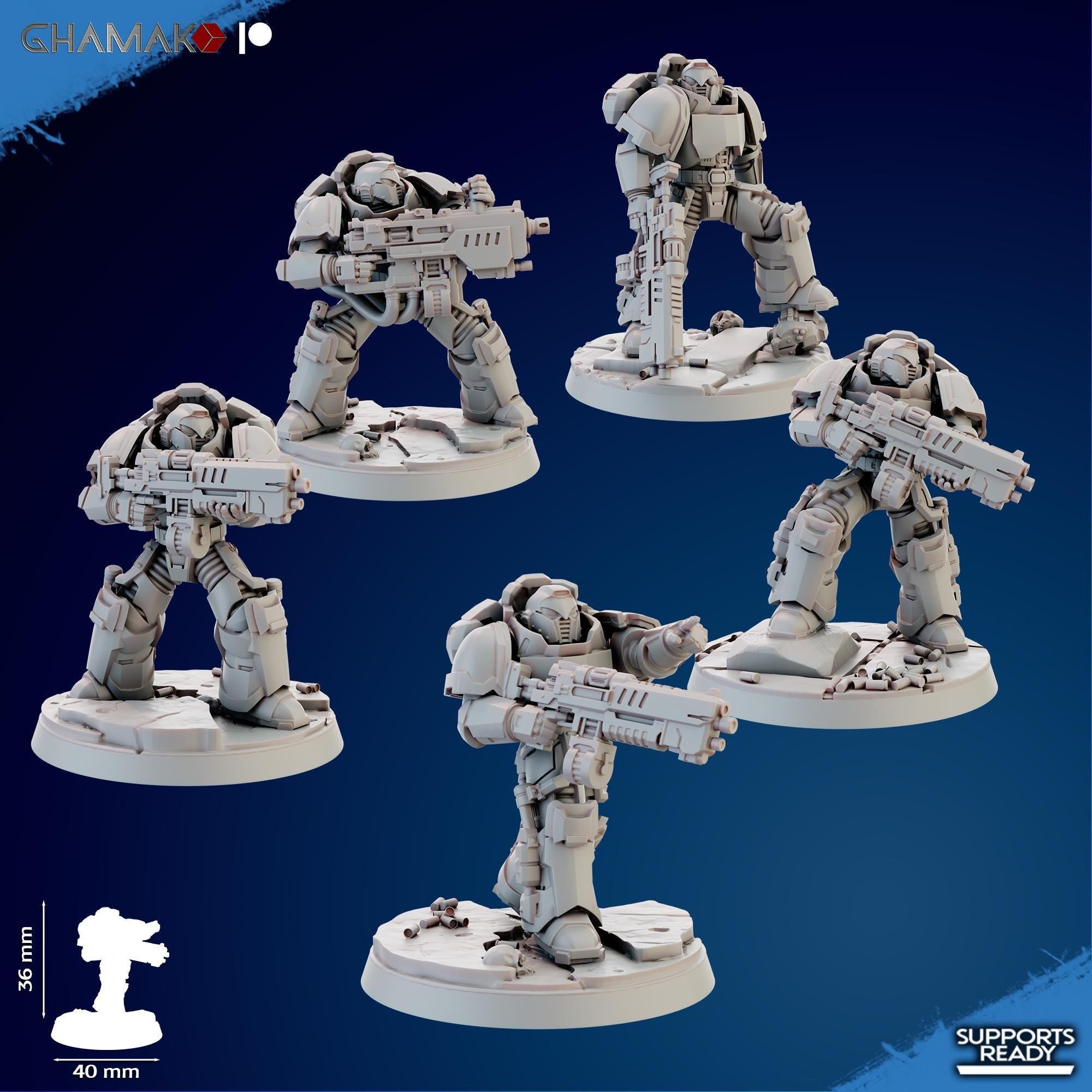 Imperator's Heavy Militum Hellstorm 32mm resin miniature squad by Ghamak