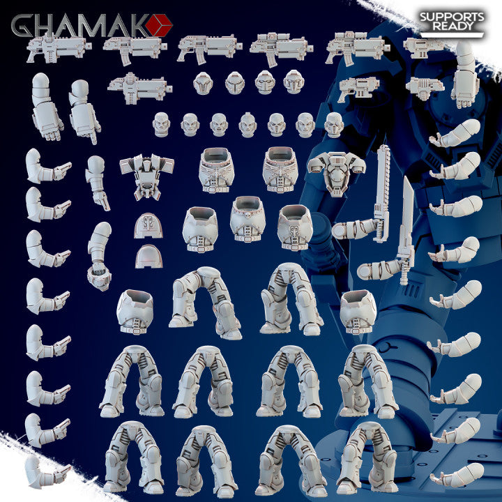 Imperator's Militum Rifle bits 32mm resin miniature squad by Ghamak
