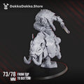 Front view of Khan Chilvarz PorkaJaw mounted sci-fi orc warlord on an armored tusked beast