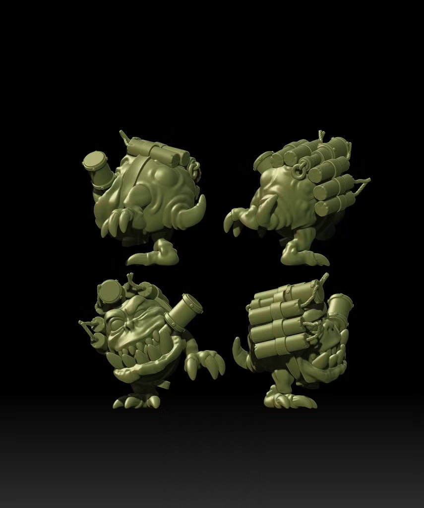 Alternate side and rear views of Guttertech Strike Force miniature companion, showing varied sides of his pose.