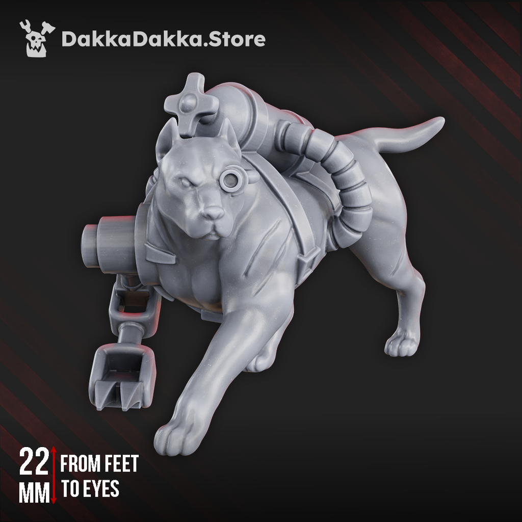 Livis Biostation Toxic Hound by DakkaDakka, a sci-fi resin beast miniature with cybernetic toxic equipment and aggressive hound pose.