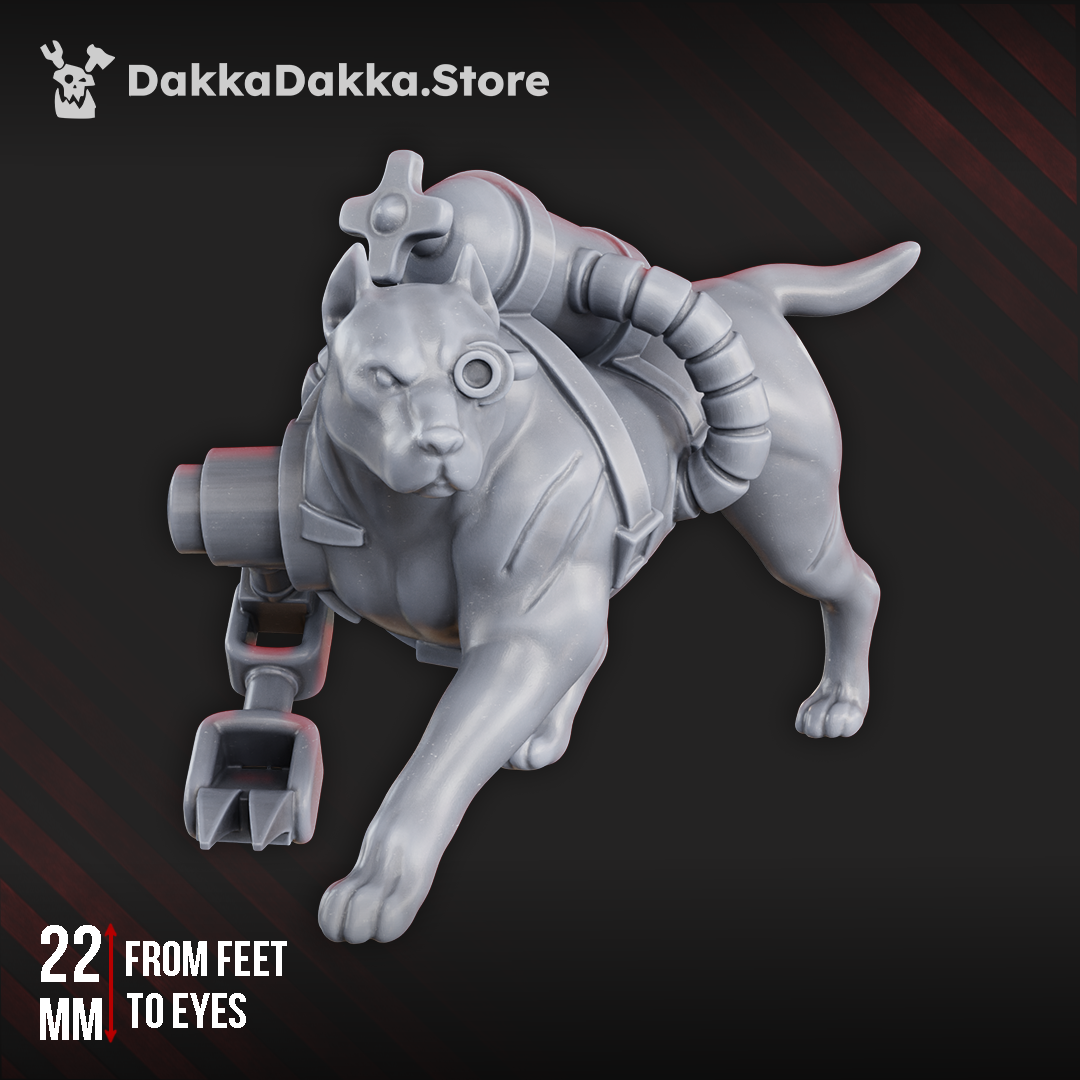 Livis Biostation Toxic Hound by DakkaDakka, a sci-fi resin beast miniature with cybernetic toxic equipment and aggressive hound pose.