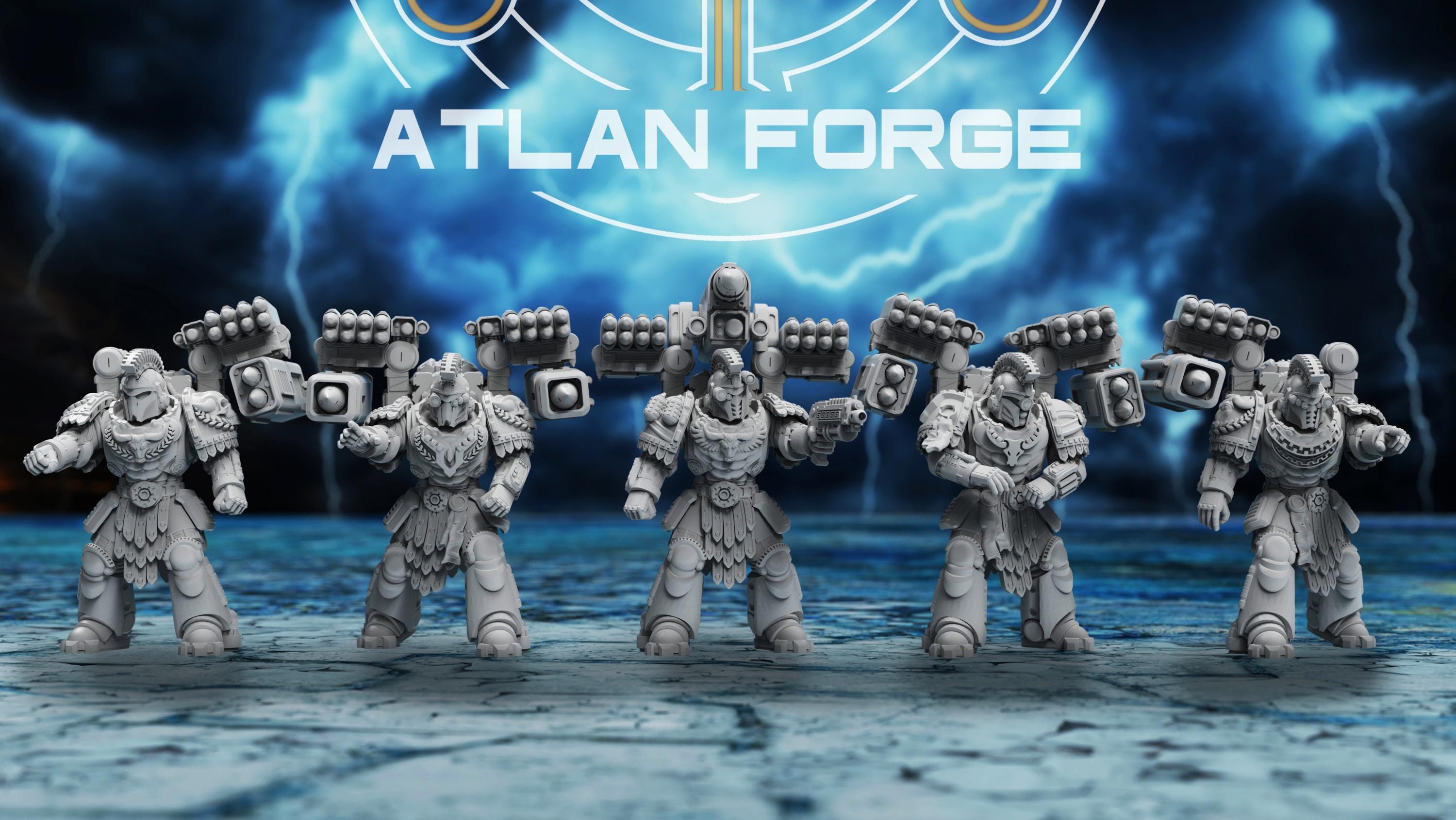Minoan Astraponites by Atlan Forge, front view showing entire squad of 5.