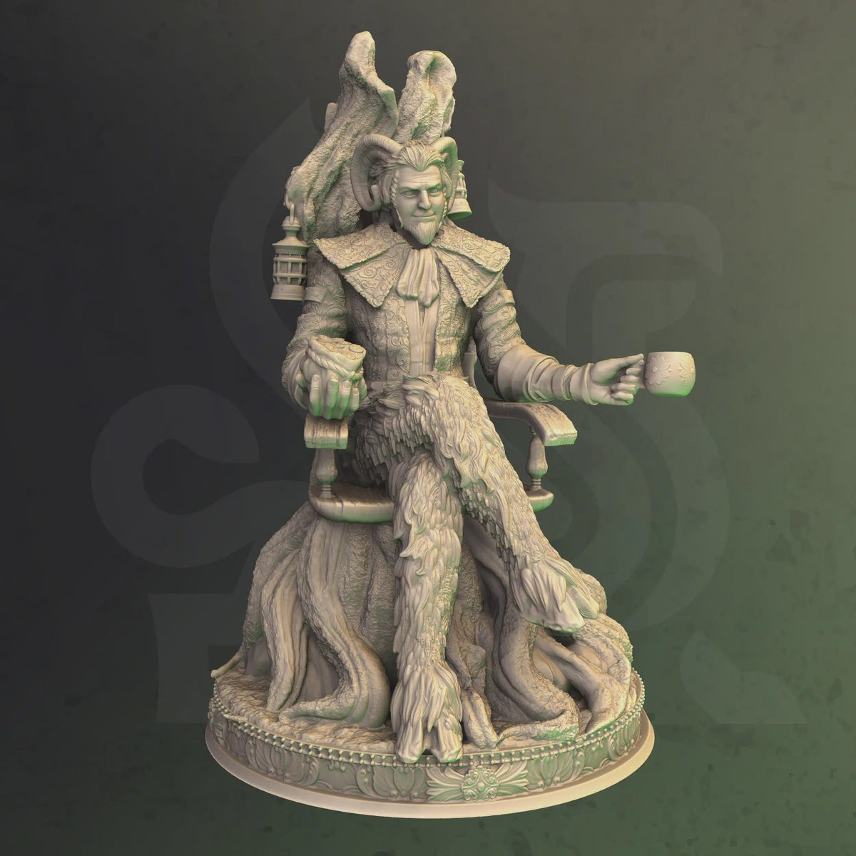 Markamin Divine Trickster by DM Stash, horned satyr-like fey deity miniature for fantasy RPG encounters.
