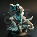 Serran Master Assassin human rogue miniature by DM Stash, resin printed hooded assassin NPC with dual blades for fantasy tabletop RPGs.