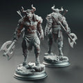 Minotaurs of the Labyrinth’s Depths by DM Stash, resin printed minotaur warrior miniatures for fantasy RPG dungeon encounters.