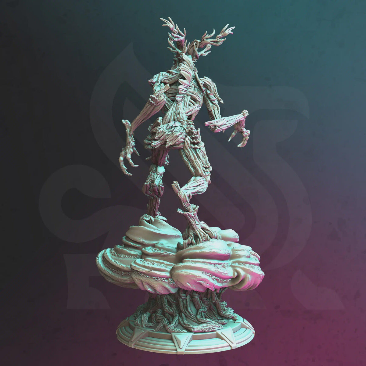 Rear view of The Nightwalker forest spirit miniature by DM Stash, dark fantasy monster sculpt for RPG encounters.