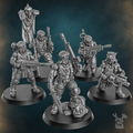 Orc Slayer Command Squad by DakkaDakka, five sci-fi human soldier command miniatures