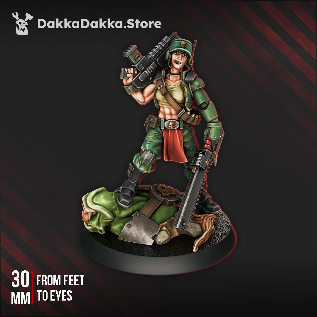Orc Slayer Commander by DakkaDakka, armed sci-fi human commander with rifle and sword