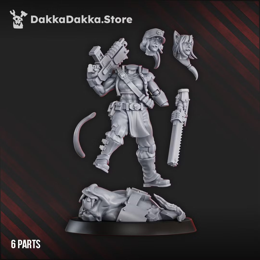 Orc Slayer Commander six-part build kit with alternate heads, weapon, tail, body, and scenic base
