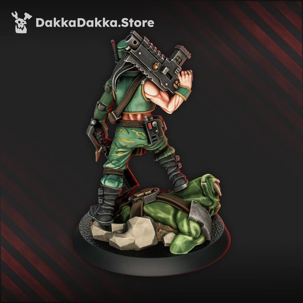 Rear view of the Orc Slayer Commander miniature by DakkaDakka