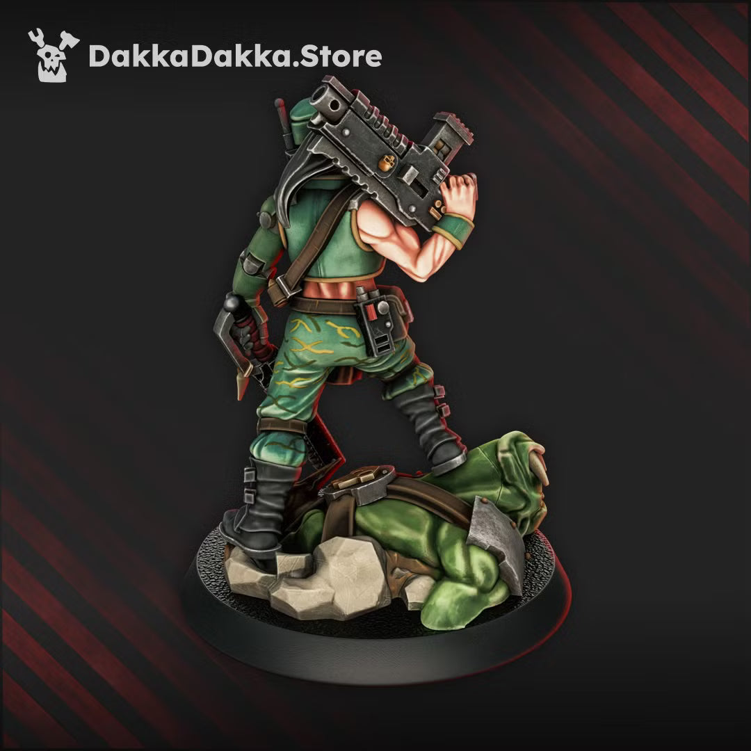 Rear view of the Orc Slayer Commander miniature by DakkaDakka
