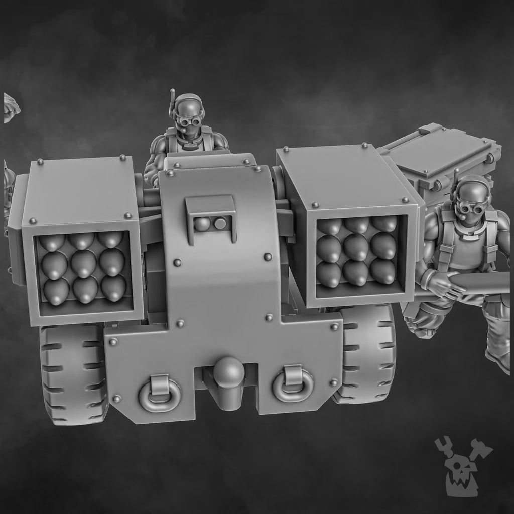 Orc Slayer Heavy Artillery Team by DakkaDakka, front view of modular artillery platform and crew