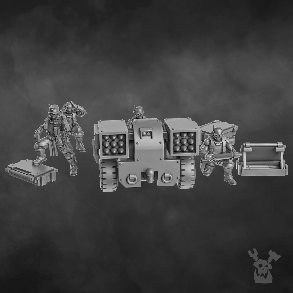 Orc Slayer Heavy Artillery Team build kit with artillery carriage, crew figures, and ammunition crates