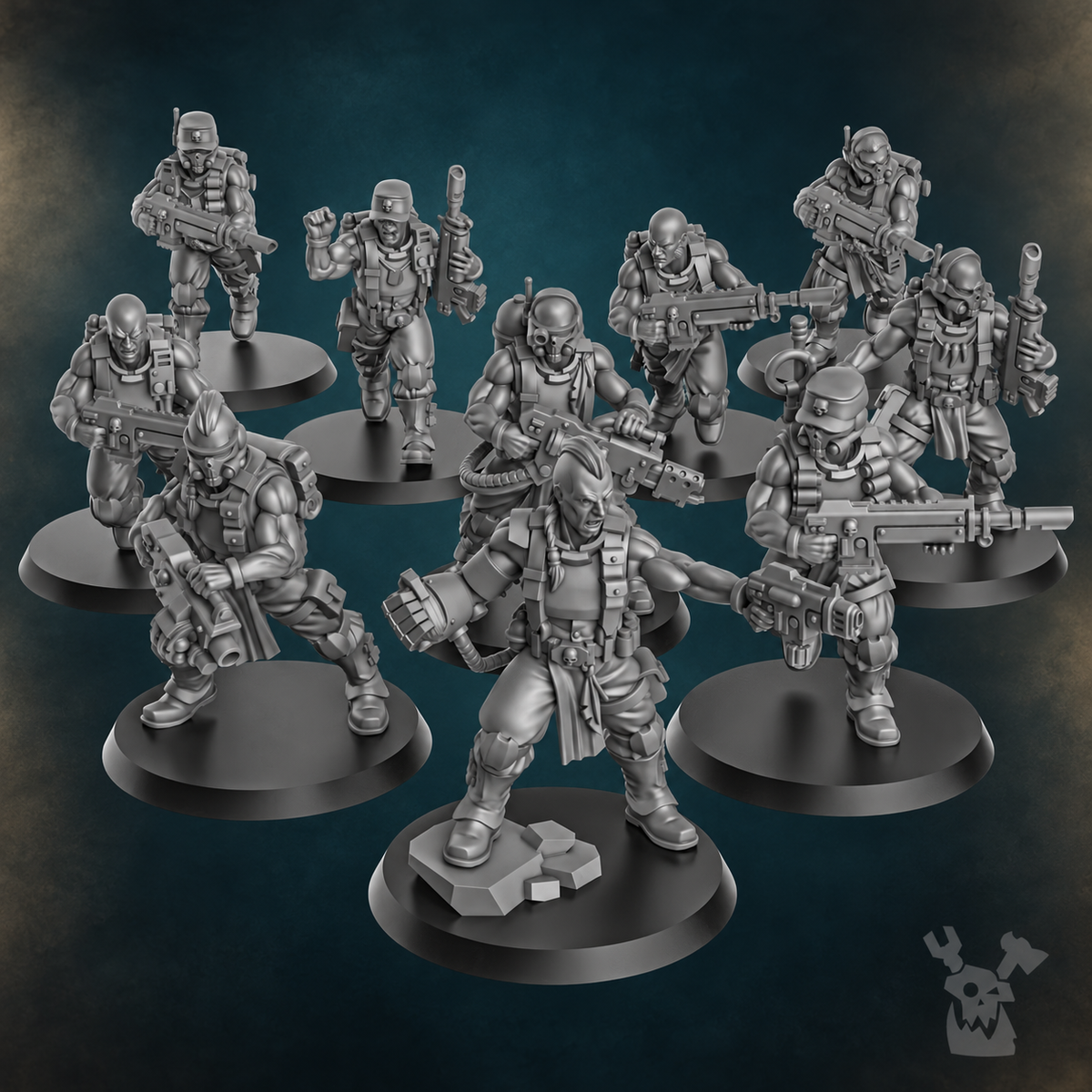 Orc Slayer Squad by DakkaDakka, ten modular sci-fi human soldier miniatures