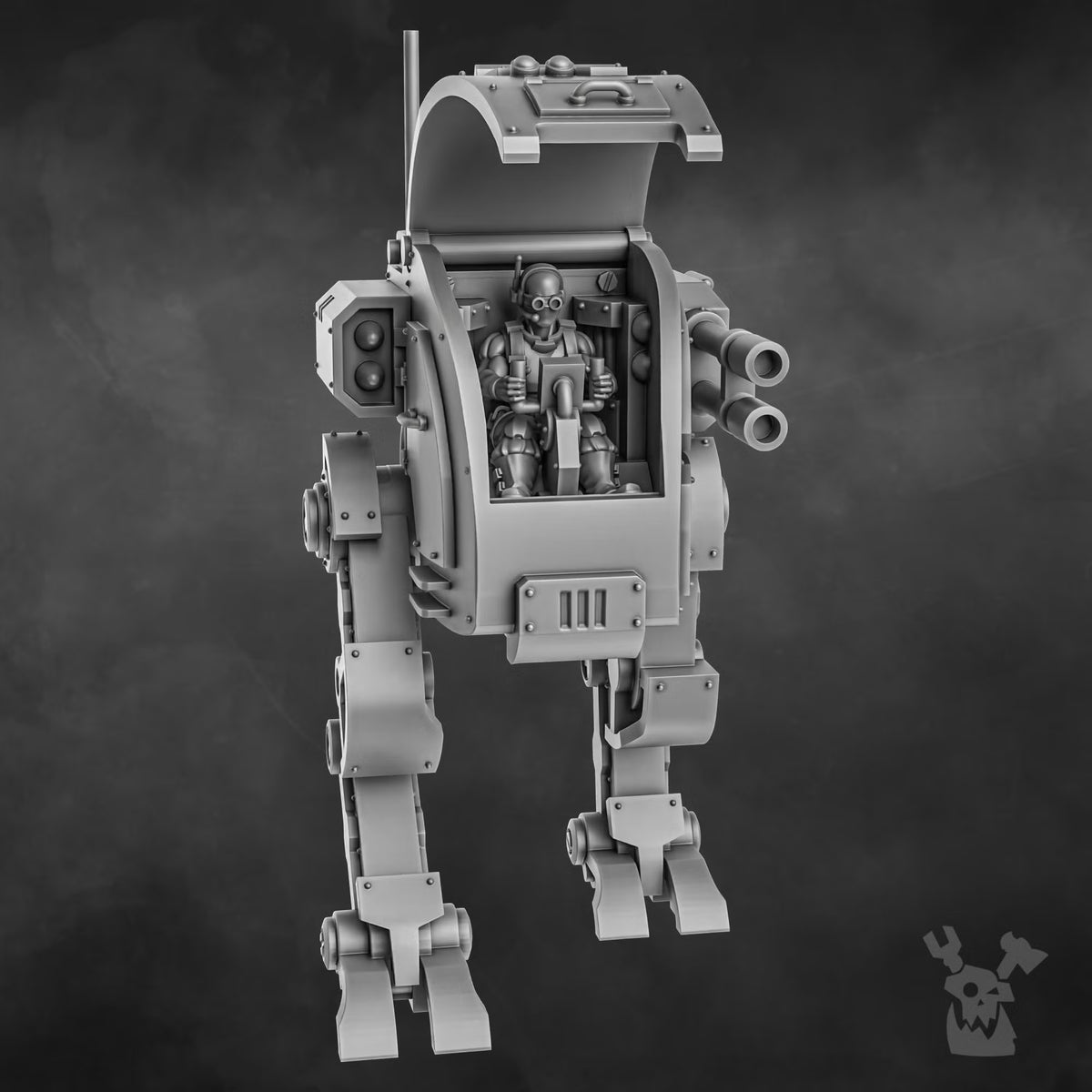 Orc Slayer Stomper Mech by DakkaDakka, front view of modular sci-fi walker with seated pilot