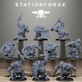 Orkaz Belly Bustas Infantry, ten unpainted sci-fi orc miniatures by Station Forge