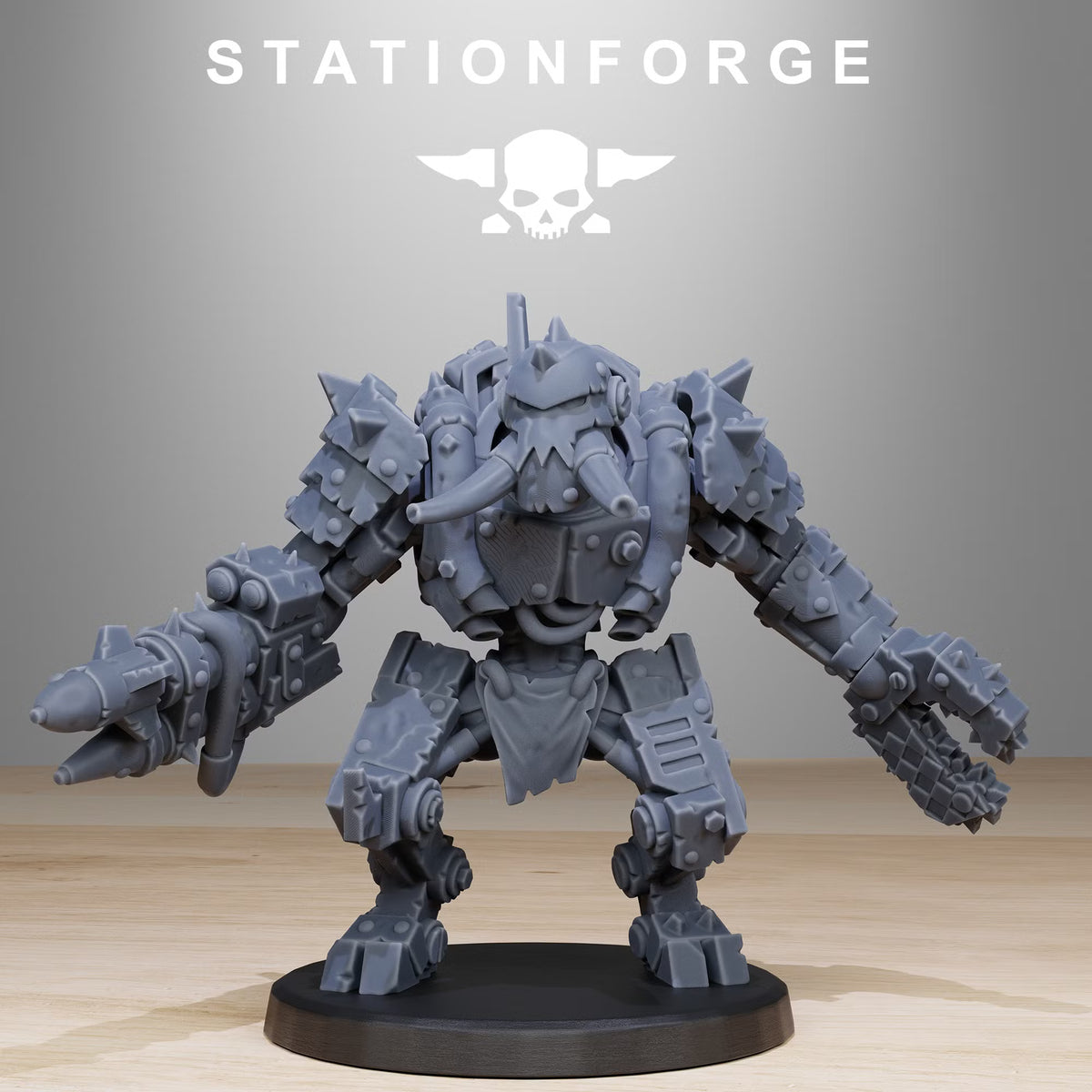 Orkaz Bots Infantry armored squad miniature close-up by Station Forge