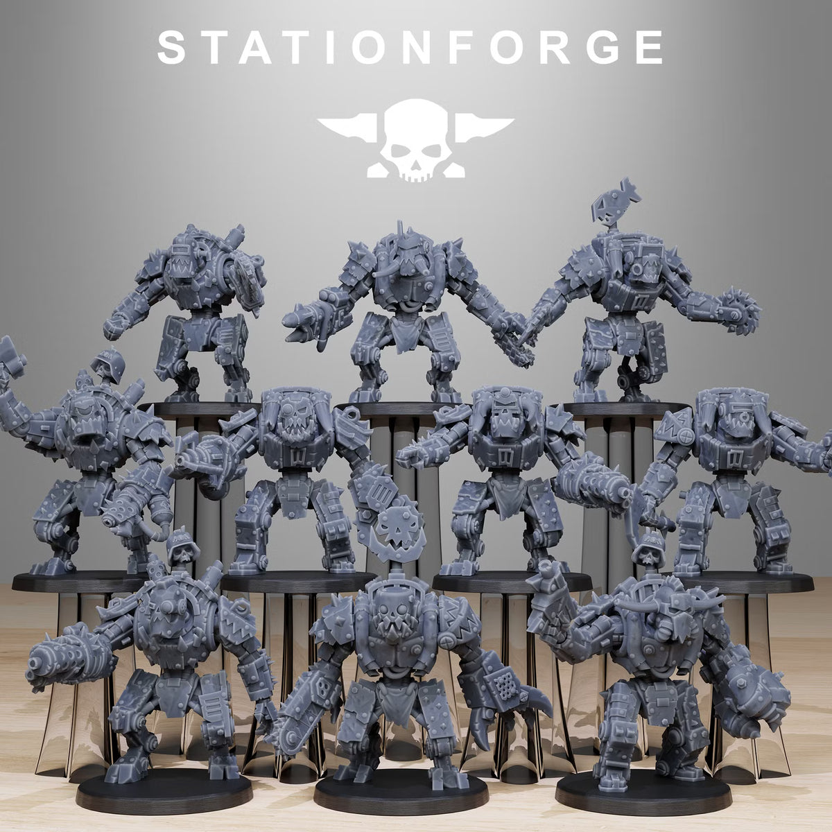 Orkaz Bots Infantry 10-model modular sci-fi greenskin squad by Station Forge