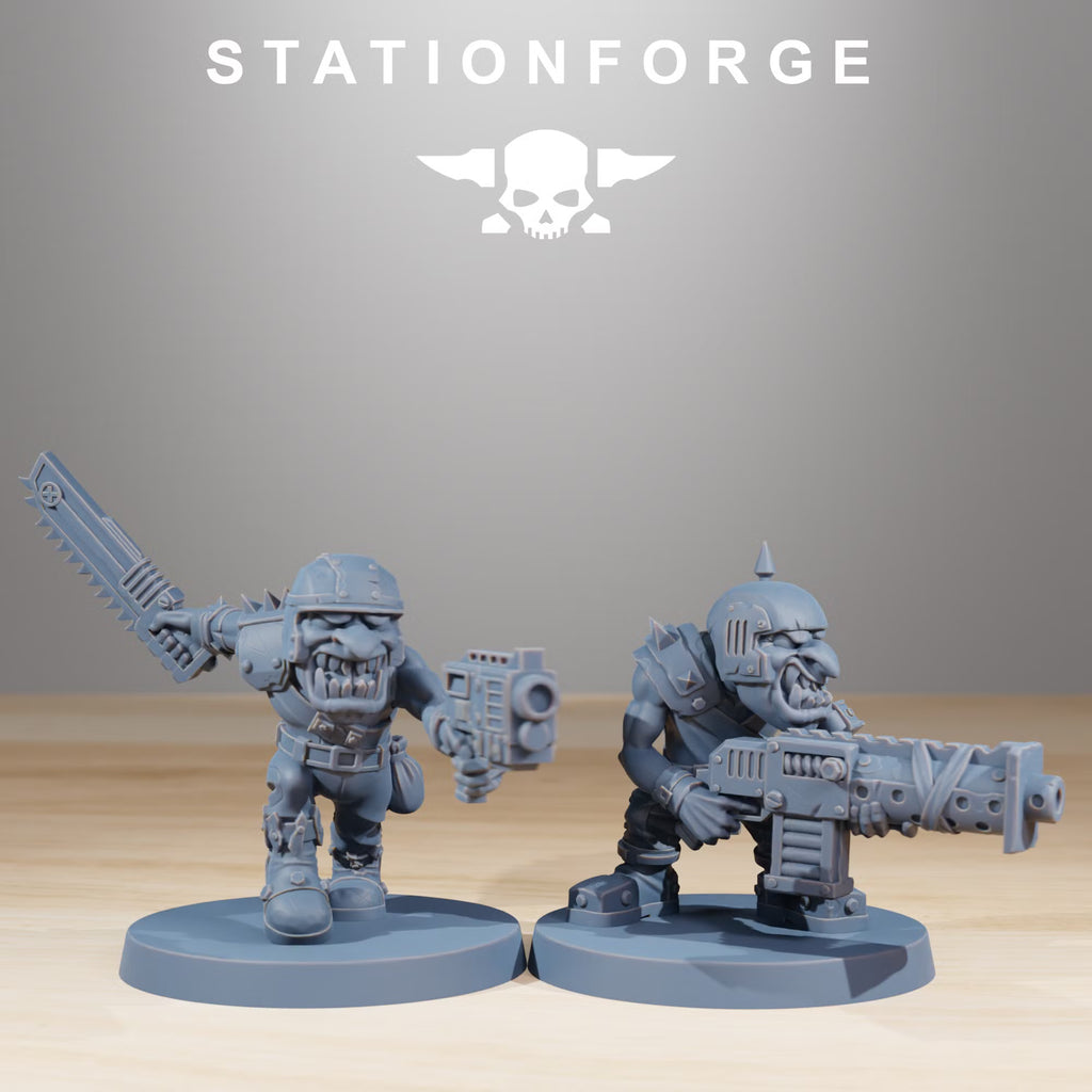 Orkaz Gobs Infantry models 1 and 2 close-up by Station Forge