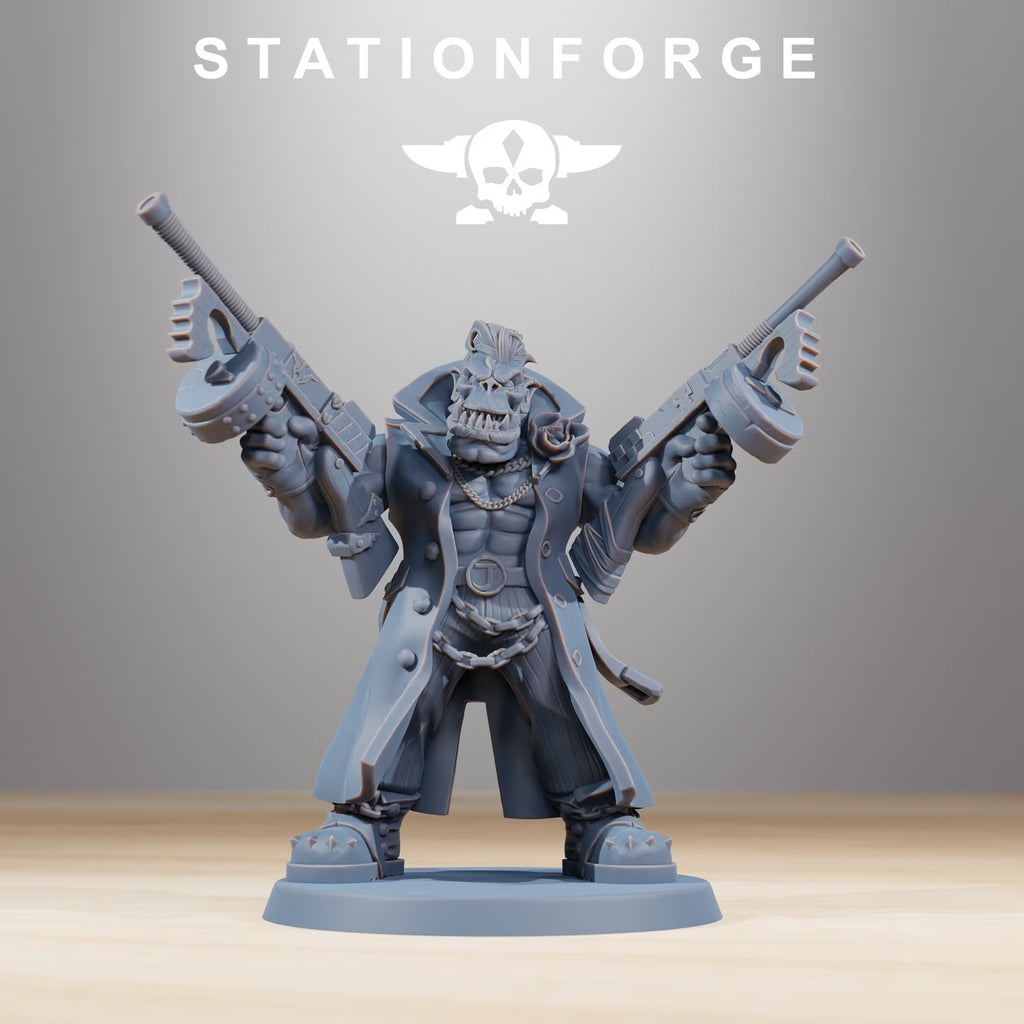 Orkaz Mobsta sci-fi greenskin boss miniature by Station Forge