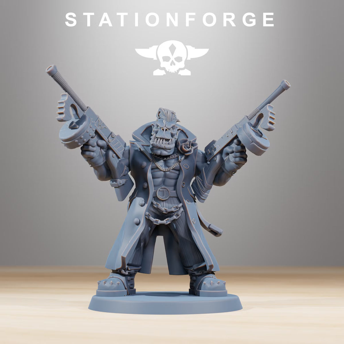 Orkaz Mobsta sci-fi greenskin boss miniature by Station Forge