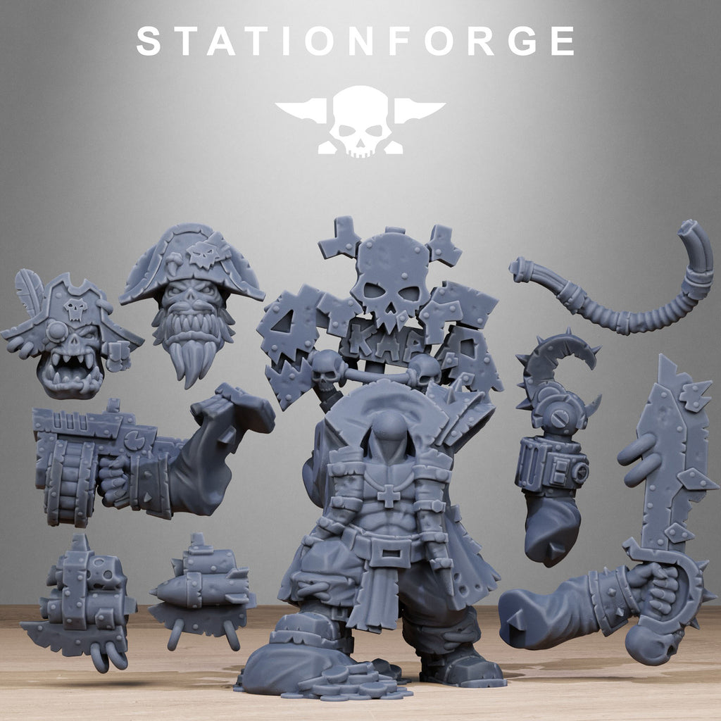 Orkaz Pirate modular parts with head and gun options by Station Forge