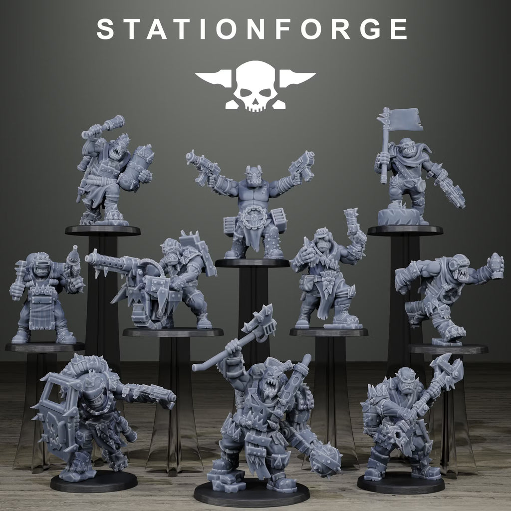 Orkaz Scrappers 10-model modular sci-fi greenskin squad by Station Forge