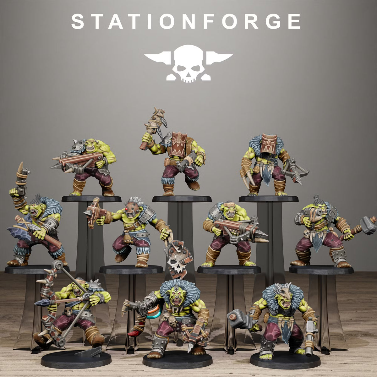 Painted example of the Orkaz Wild Squad by Station Forge