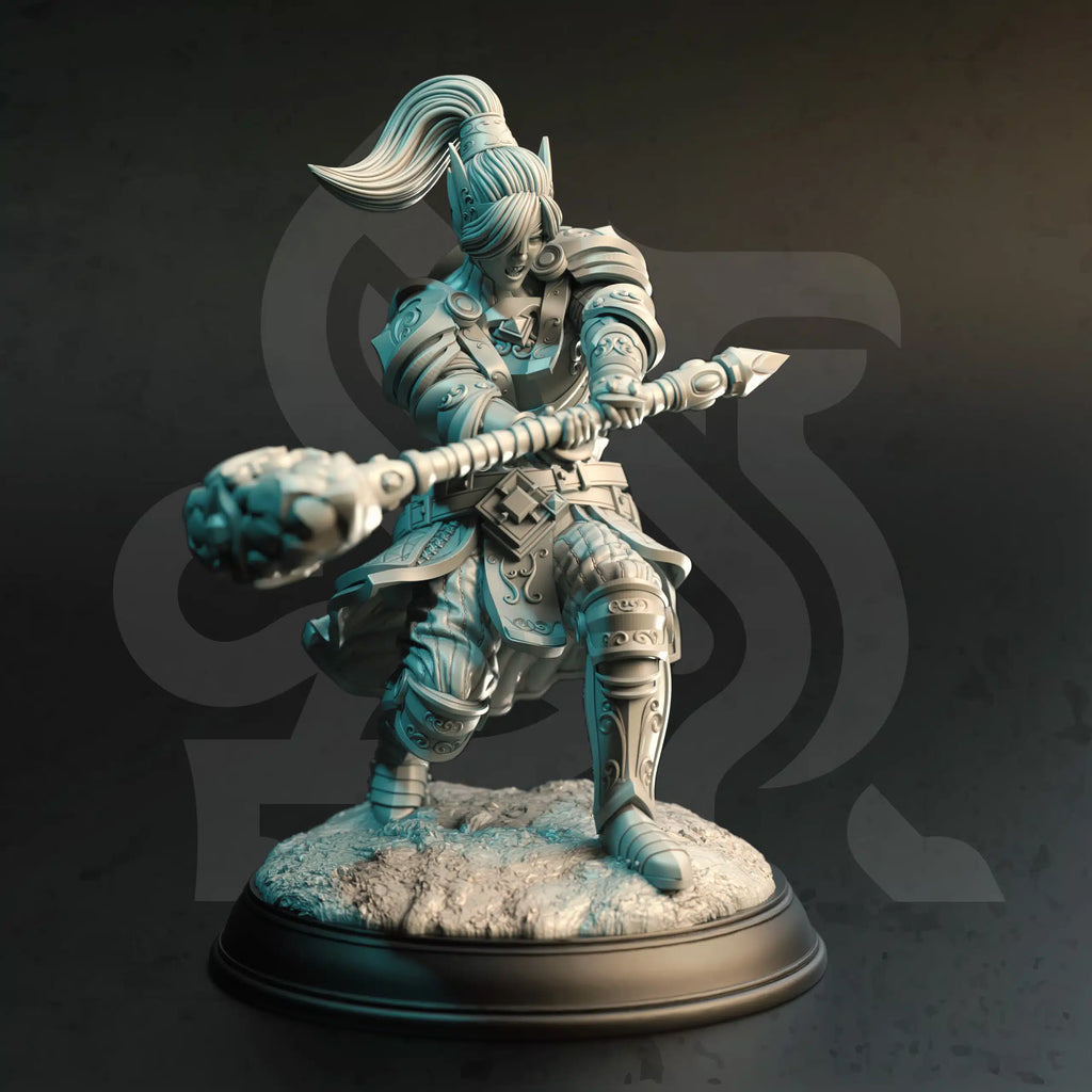 Querina Cleric of the Arcane elf cleric paladin miniature by DM Stash, resin printed fantasy tabletop RPG arcane warrior NPC.