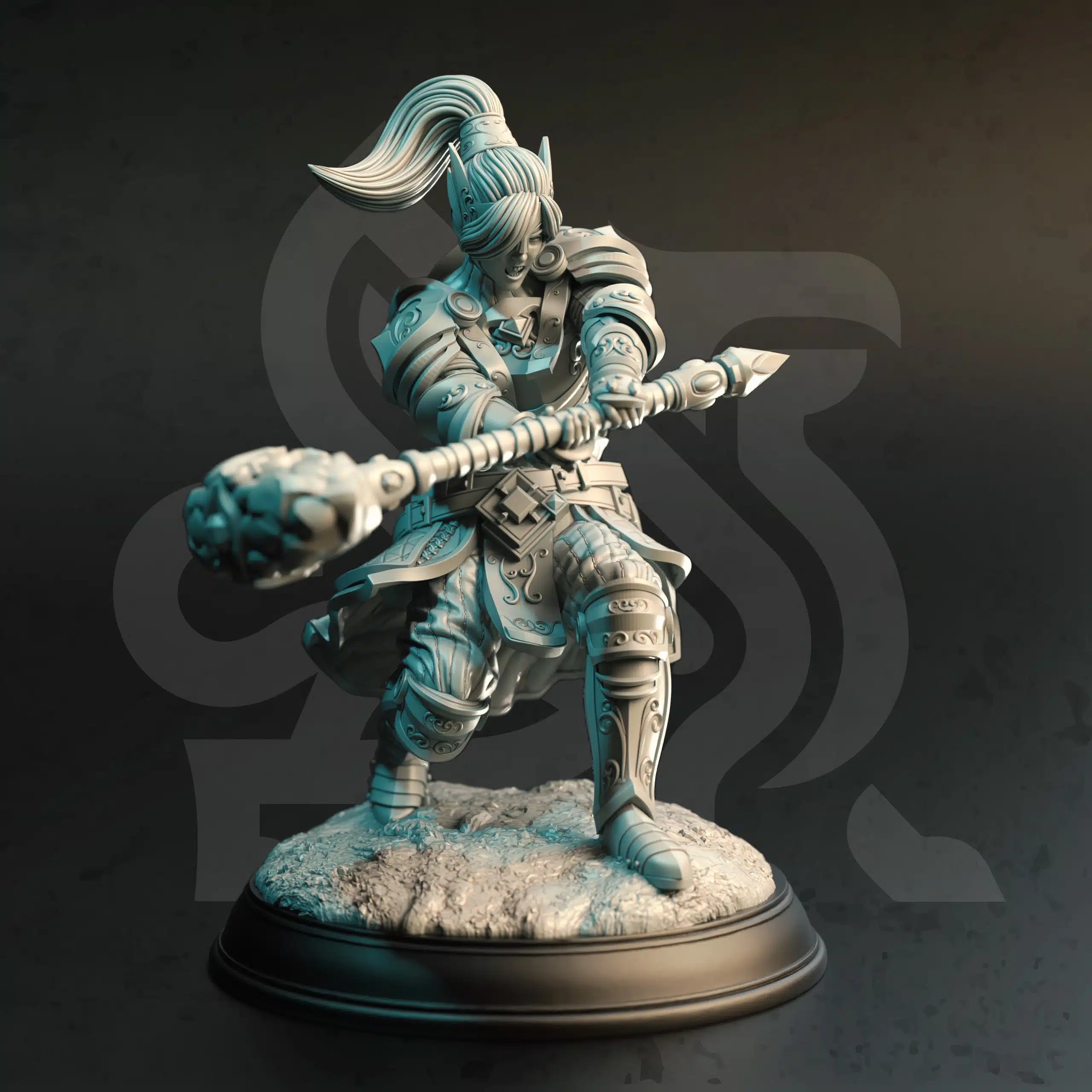 Querina Cleric of the Arcane elf cleric paladin miniature by DM Stash, resin printed fantasy tabletop RPG arcane warrior NPC.