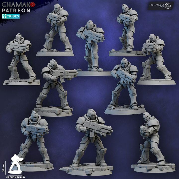 Sacred Heart Militum 32mm resin miniature squad by Ghamak