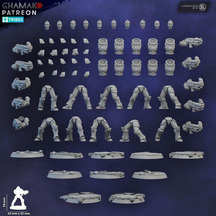 Sacred Heart Militum 32mm resin miniature squad bits by Ghamak