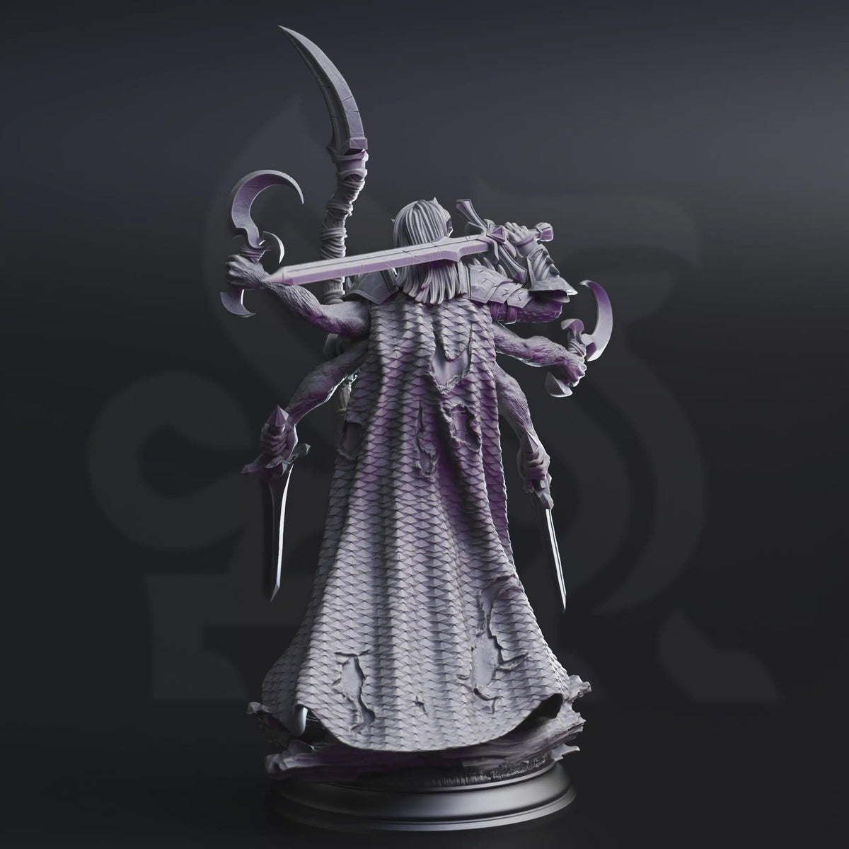Rear render of Siltrak'thos, supernatural fantasy knight associated with planar and cosmic horror.