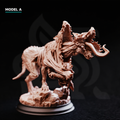 Slagsting Model A by DM Stash, twisted blood hound monstrosity with a crown of curled tentacle-like appendages and multiple eyes.