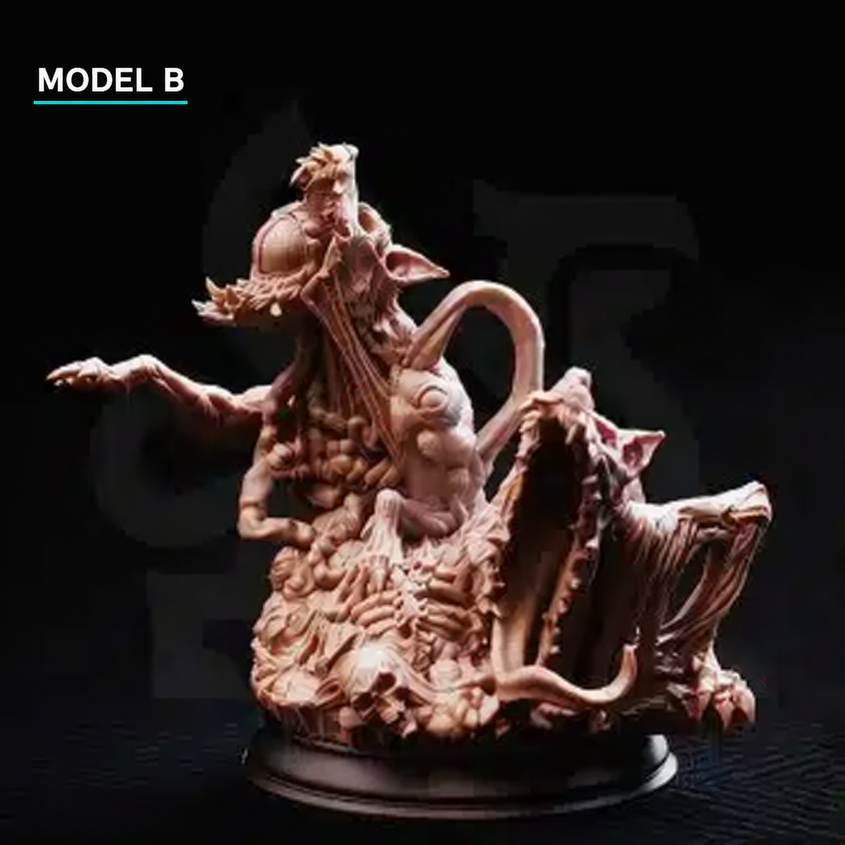 Slagsting Model B by DM Stash, fused mass of monstrous hound heads with gaping jaws, exposed ribs, and grotesque flesh details.
