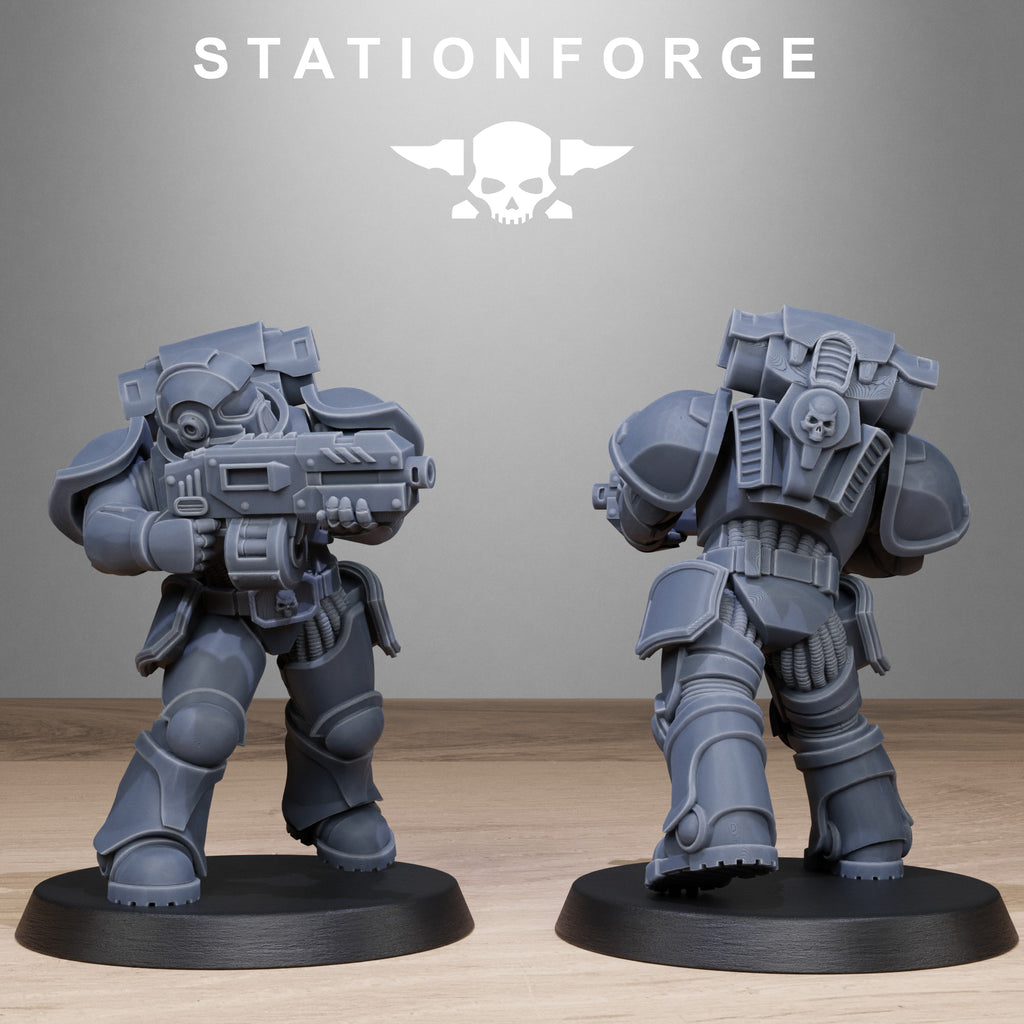 Socratis Brute heavy infantry resin miniature with angled front and rear pose.
