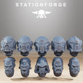Socratis Crusaders alternate helmet and bare head options for resin miniature customization.