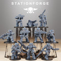 Station Forge Socratis Exterminators full squad of sci-fi resin miniatures with heavy weapons, armor, and tactical poses.