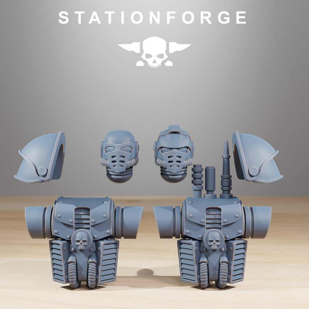 Socratis Light Infantry conversion bits with backpacks, helmets, and shoulder armor options.
