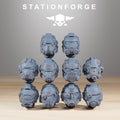 Socratis Vanguard alternate helmet options with detailed sci-fi armored head designs.