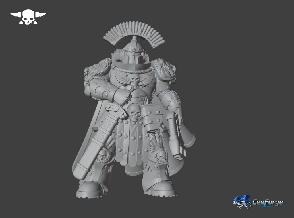 Socratis Guardsman digital render with crested helmet, ornate armor, flowing cloak, and detailed weapon