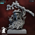 Sohei Yogen-Rat fantasy ratfolk monk miniature by Ghamak, shown with robes, staff, bells, orb, and sculpted 25mm square base.