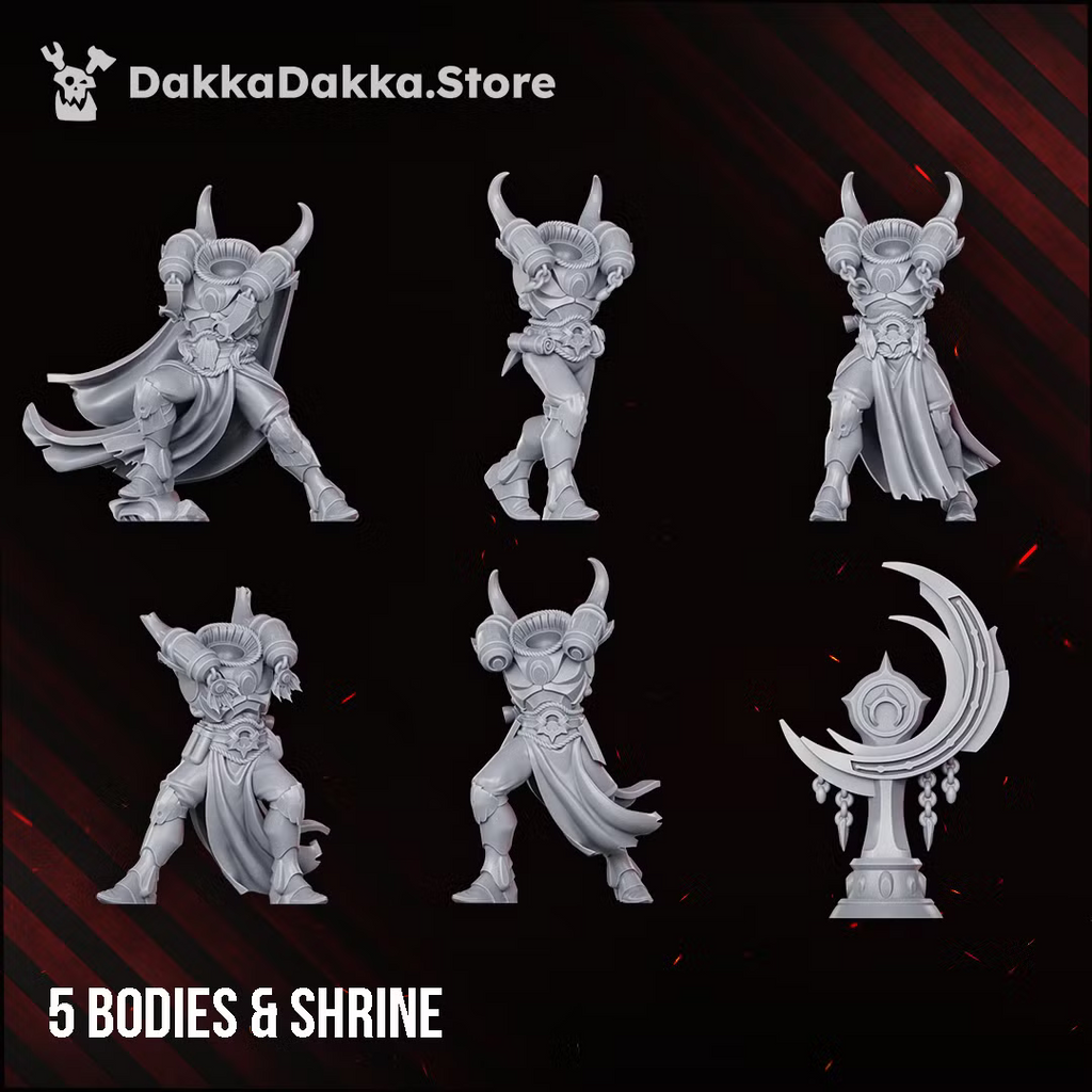 Five modular Spacelair Firestorm Guardian bodies and included crescent shrine terrain piece.