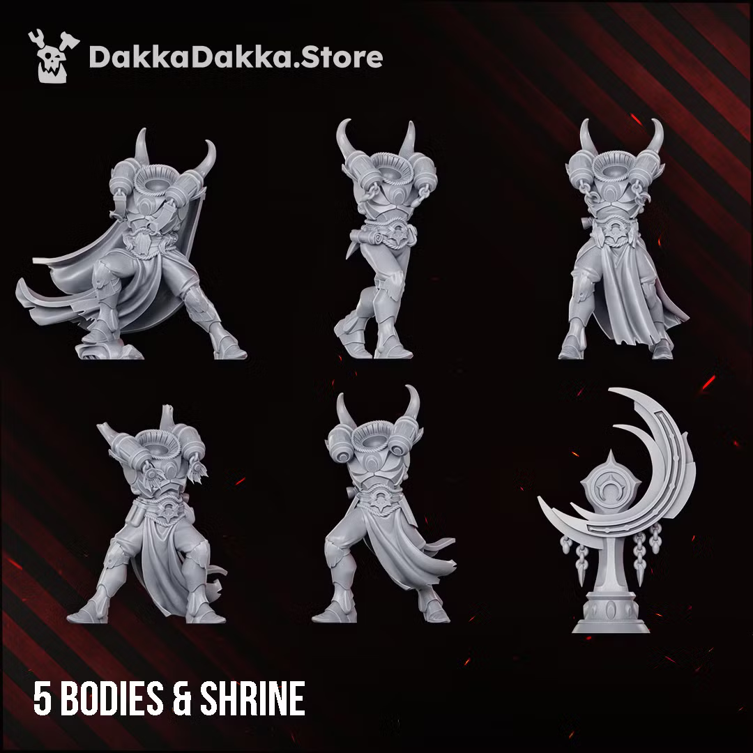Five modular Spacelair Firestorm Guardian bodies and included crescent shrine terrain piece.