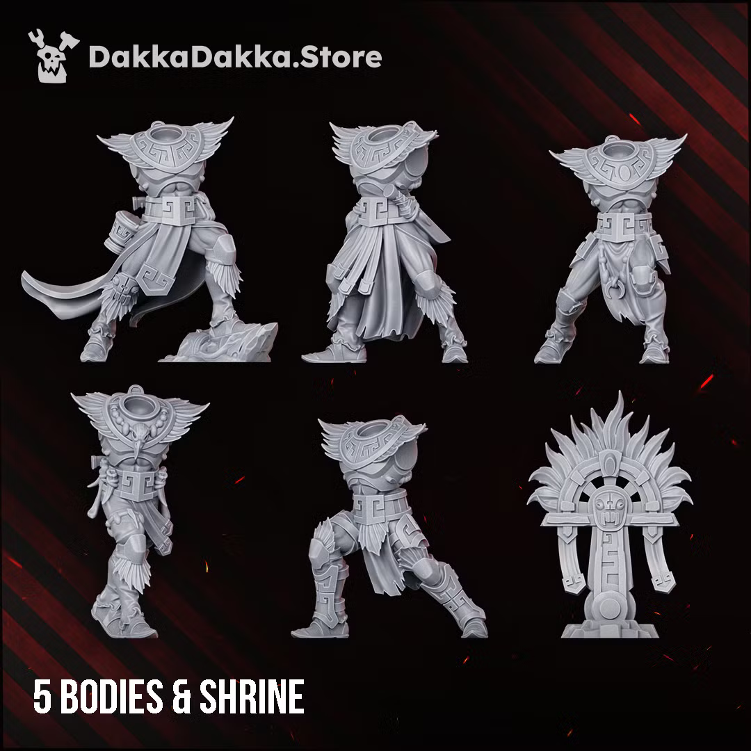 Five modular Spacelair Stinging Blade bodies and included shrine terrain piece.
