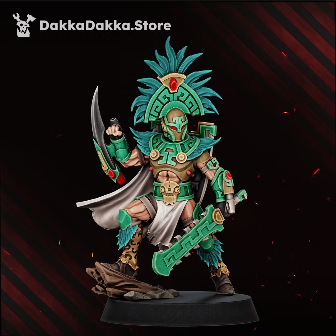 Individual Spacelair Stinging Blade warrior with feathered crest, dagger, and long bladed weapon.